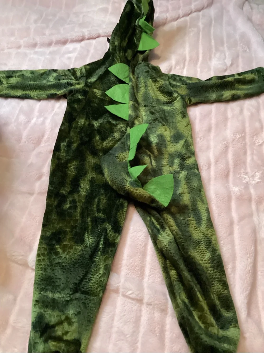 Kids Green Dino Costume with Yellow Belly - Plush Hooded One-Piece